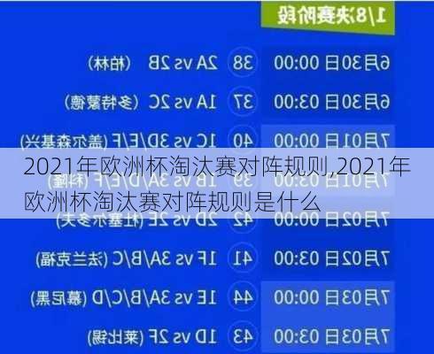 2021年欧洲杯淘汰赛对阵规则,2021年欧洲杯淘汰赛对阵规则是什么