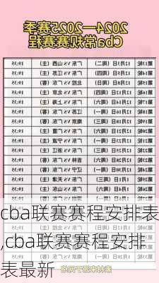 cba联赛赛程安排表,cba联赛赛程安排表最新