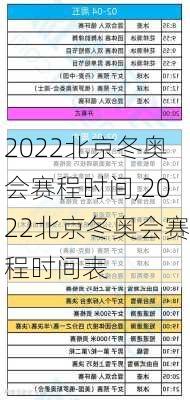 2022北京冬奥会赛程时间,2022北京冬奥会赛程时间表